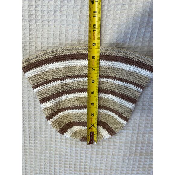 La Luna Loca Cream Striped 100% Cotton Y2K Knit Style Bucket Hat - Picture 8 of 8